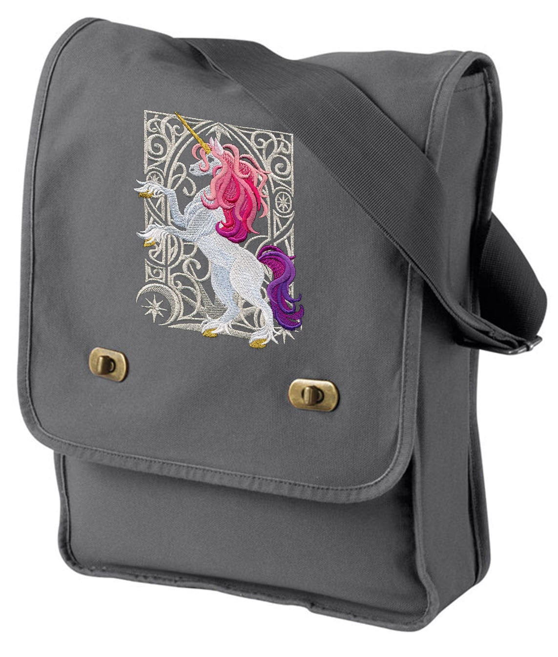 Unicorn Nouveau Embroidered Canvas Field Bag