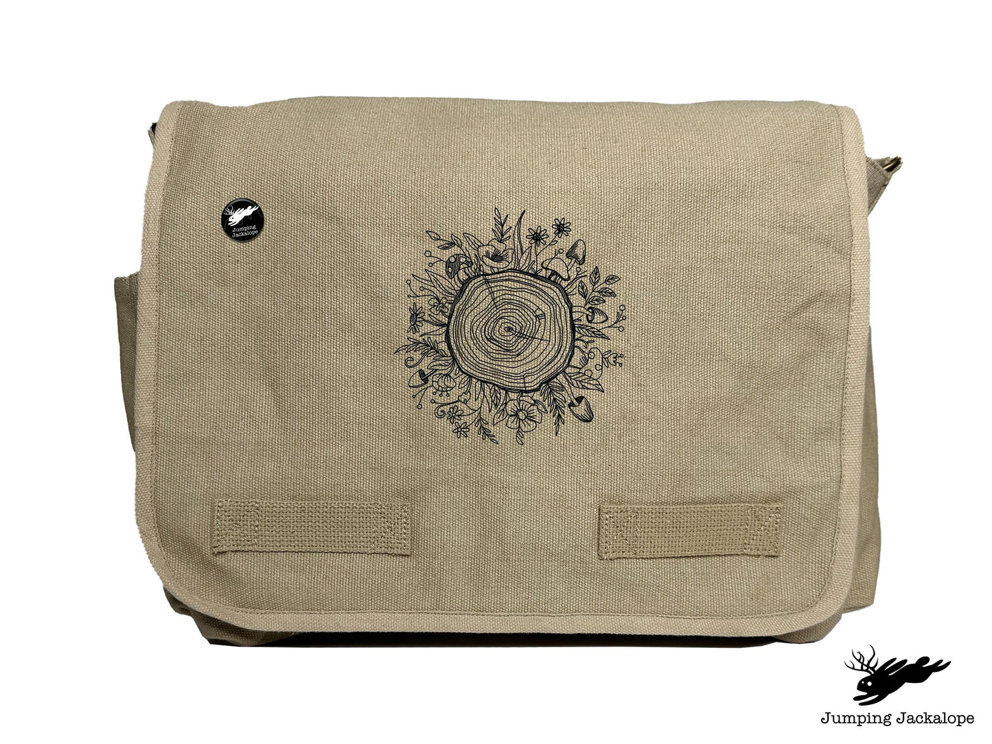 Botanical Tree Rings Design Embroidered Classic Canvas Messenger Bag
