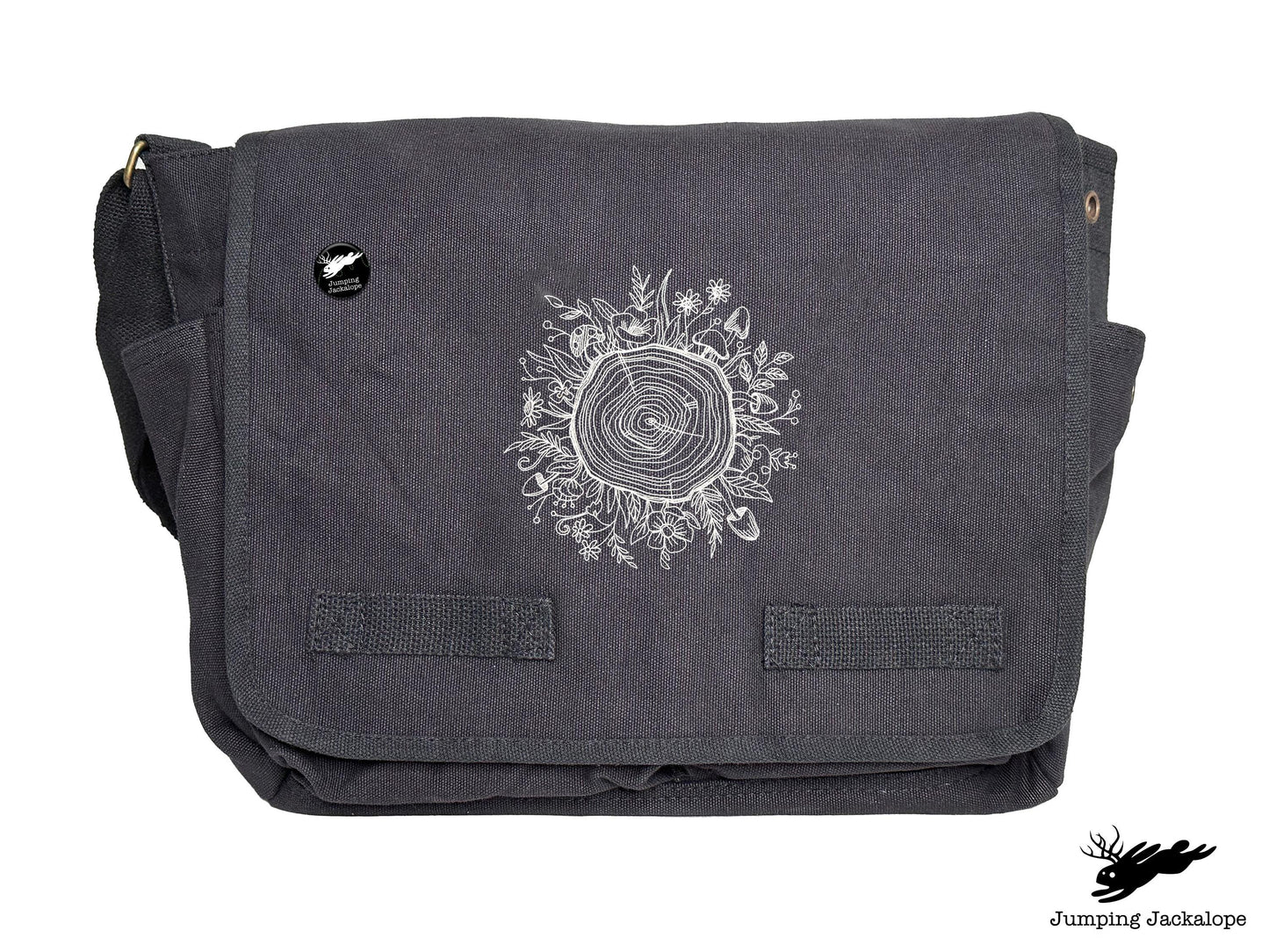 Botanical Tree Rings Design Embroidered Classic Canvas Messenger Bag