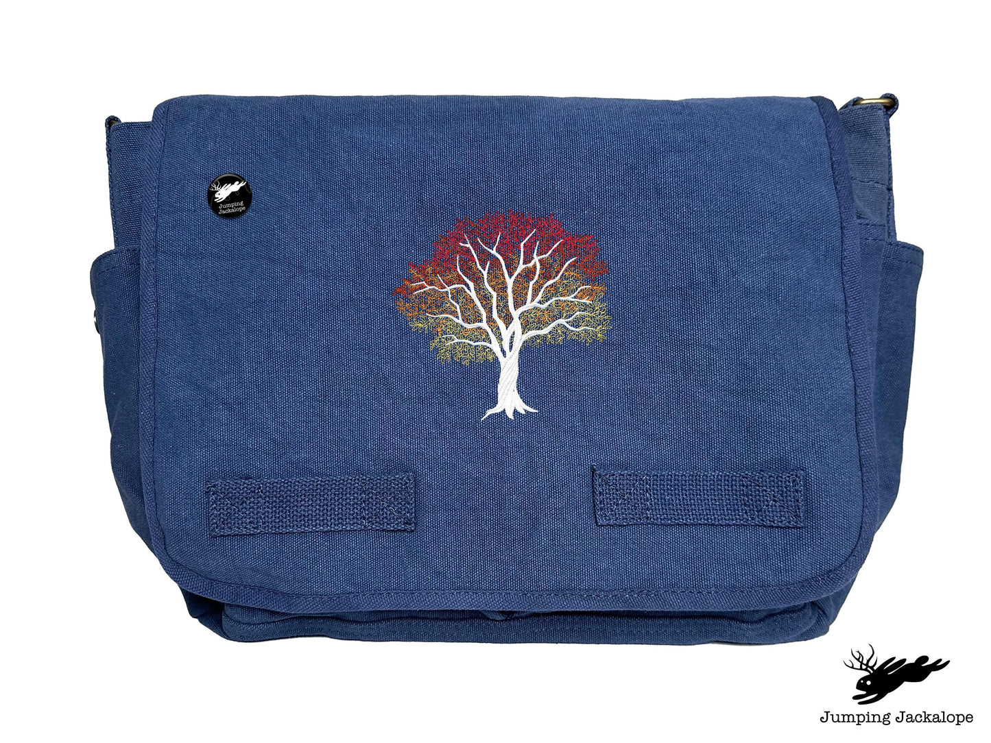 Signs of Autumn Tree Embroidered Messenger Bag