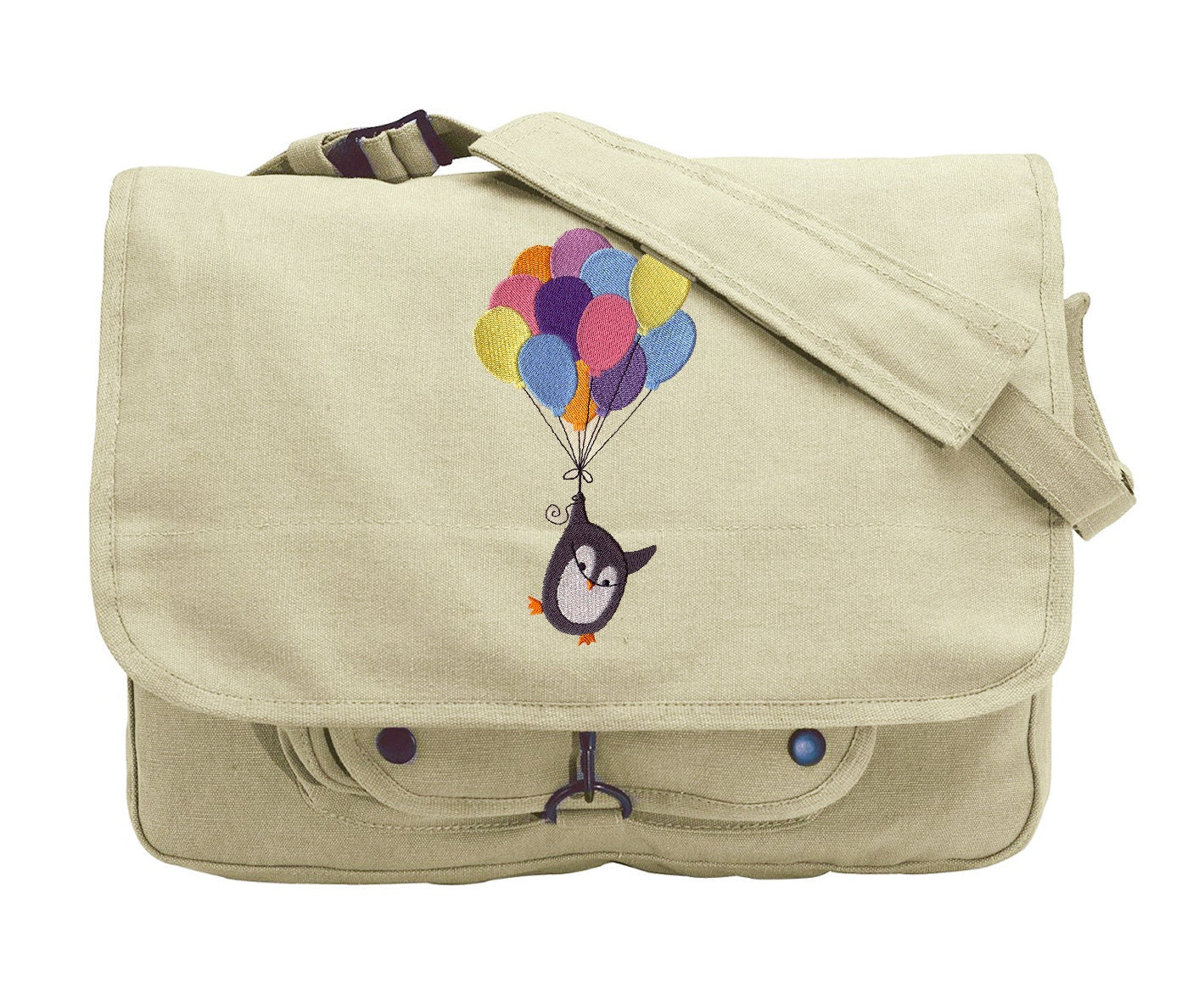I Can Fly - Penguin Embroidered Canvas Messenger Bag
