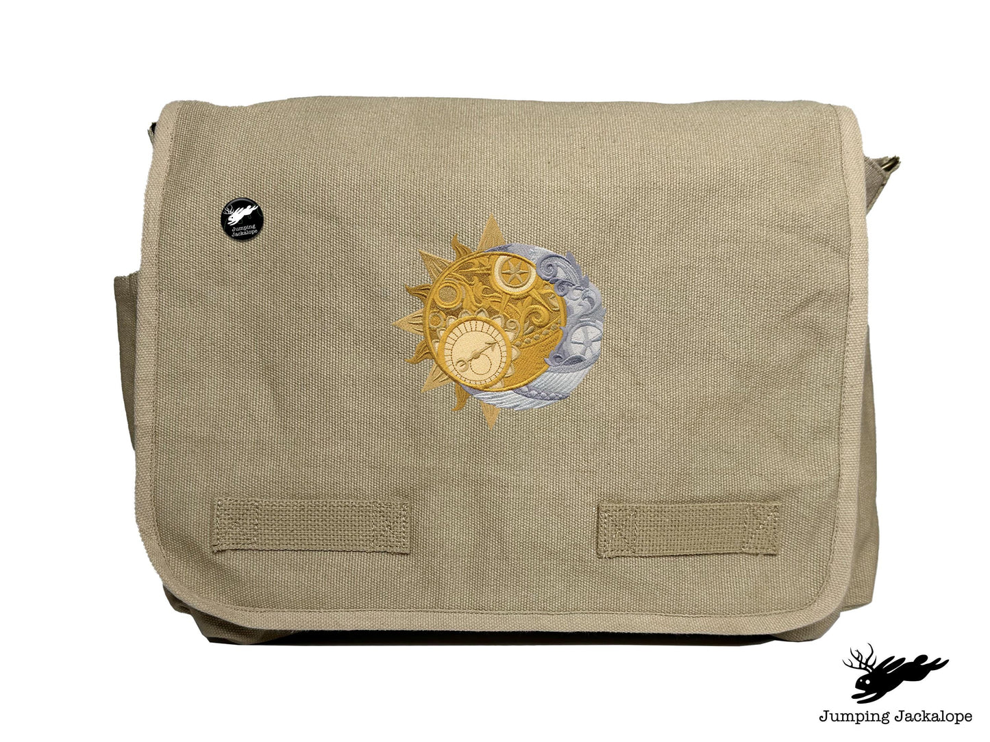 Clockwork Heavens Design Embroidered Classic Canvas Messenger Bag