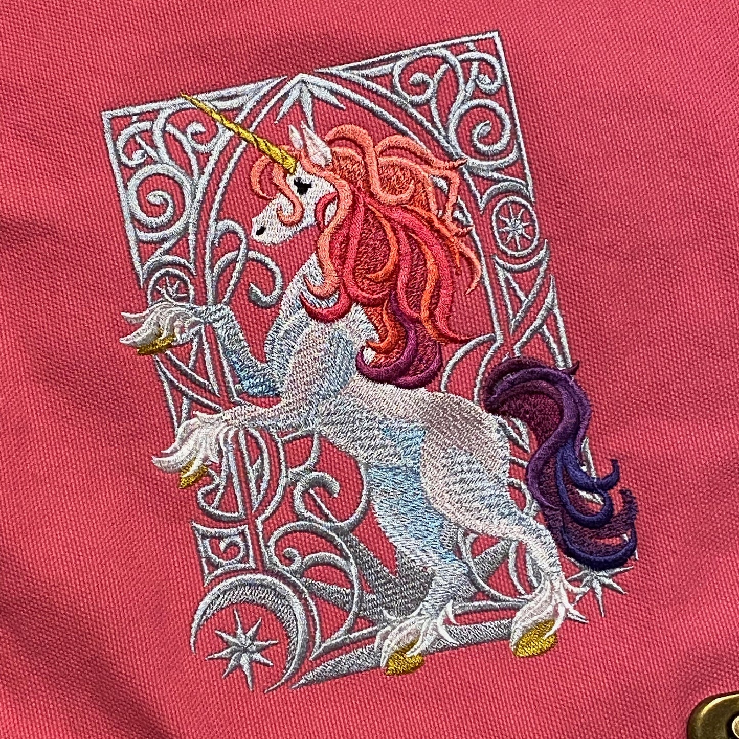 Unicorn Nouveau Embroidered Canvas Field Bag