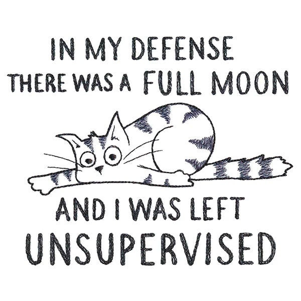 Unsupervised Cat Embroidered Canvas Messenger Bag, Cat Bag, Funny Cat Bag