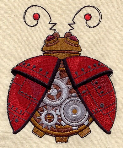 Steampunk Ladybug Embroidered Canvas Messenger Bag