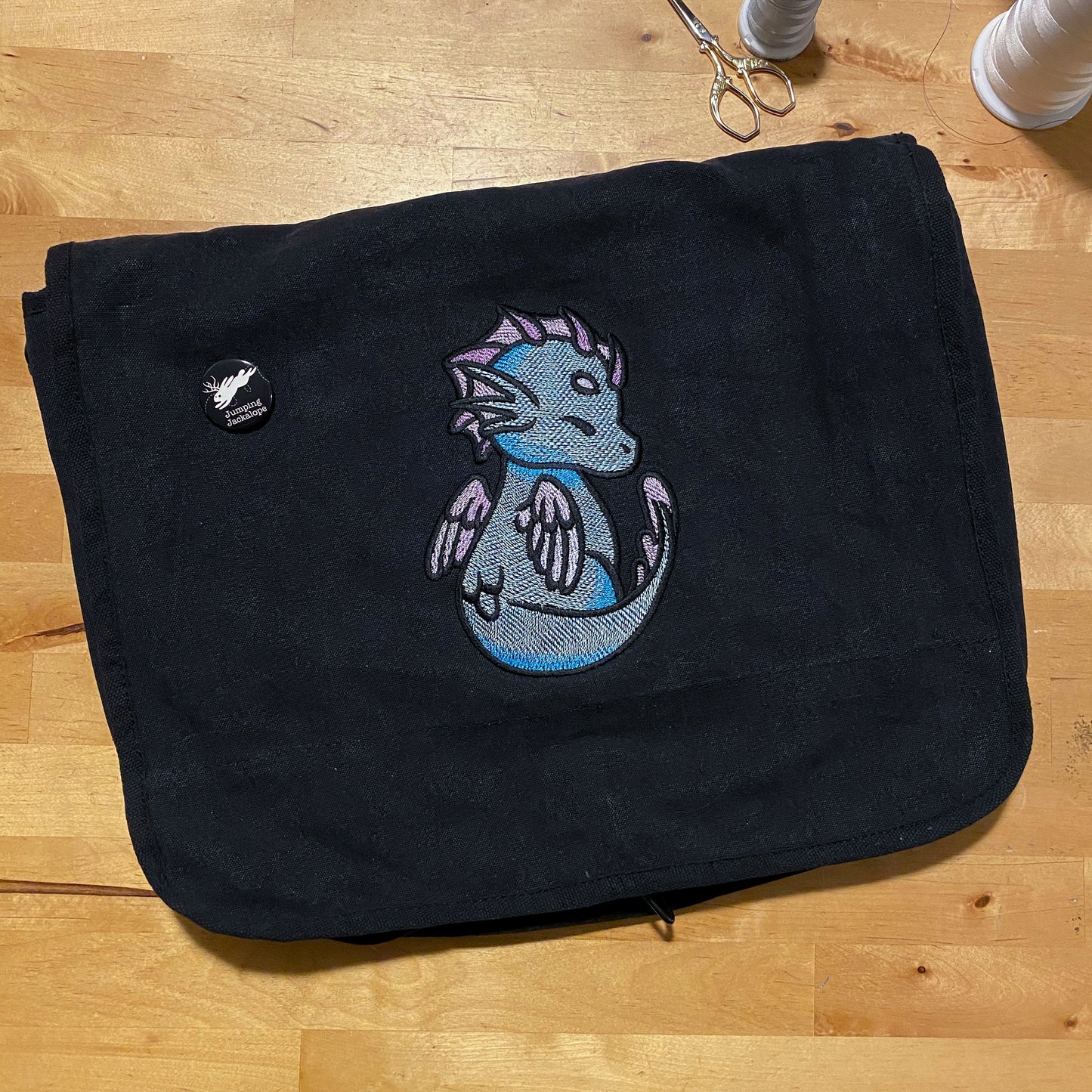 Charmed Creatures - Sea Dragon Embroidered Canvas Messenger Bag