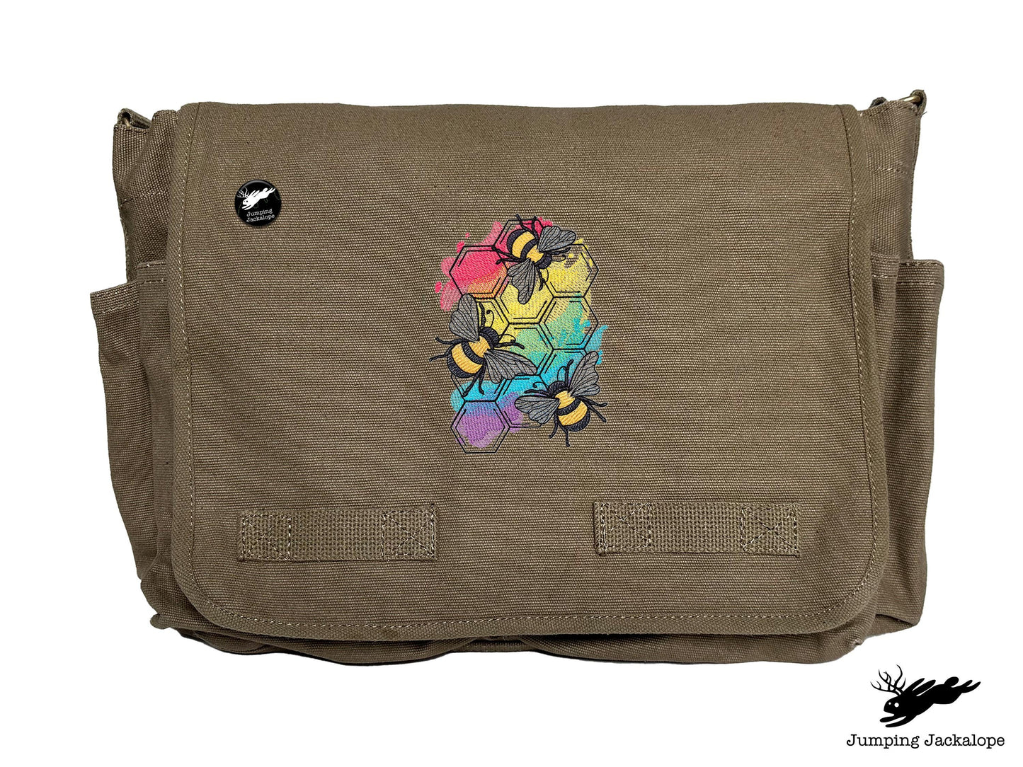 Rainbows & Bees Embroidered Messenger Bag