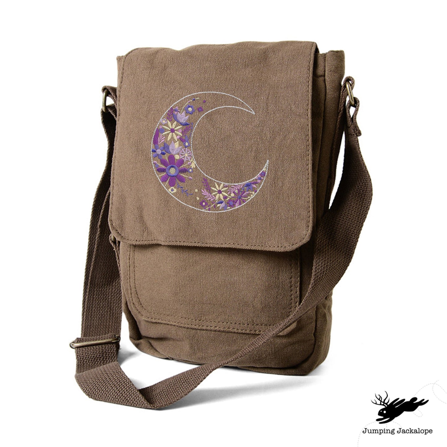 Lunar Bloom Tech Bag Embroidered Canvas Tech