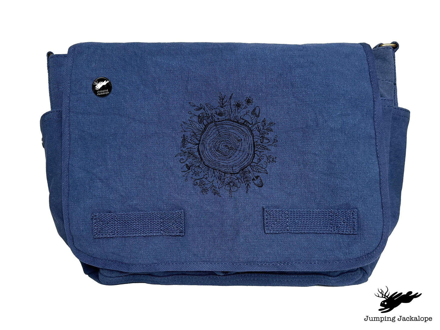 Botanical Tree Rings Design Embroidered Classic Canvas Messenger Bag