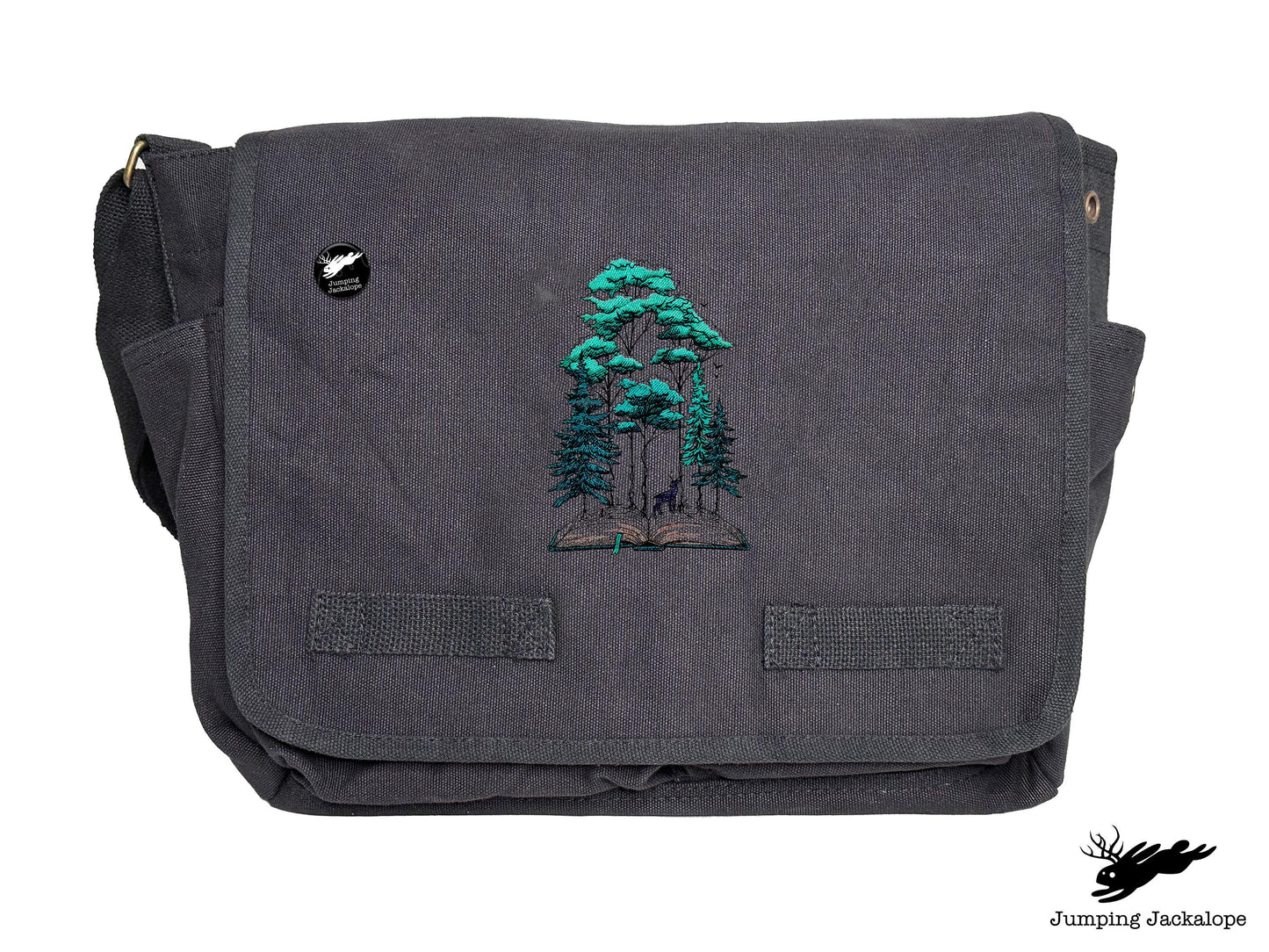 Woodland Storytime Book Embroidered Classic Canvas Messenger Bag