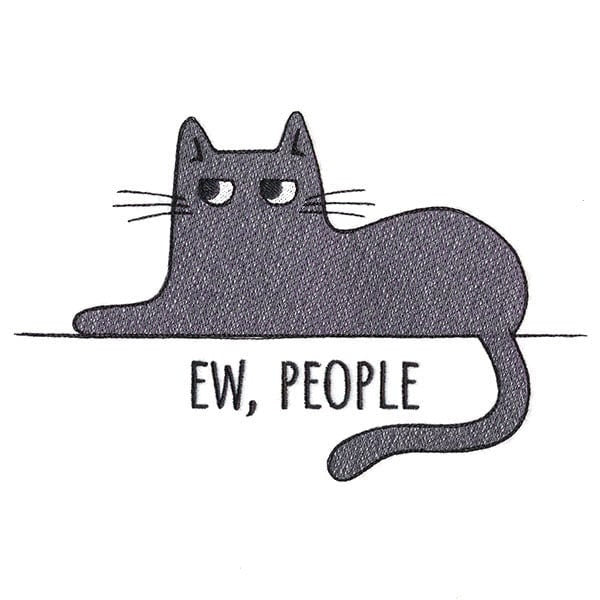 Ew People Embroidered Canvas Messenger Bag, Cat Bag, Funny Cat Bag