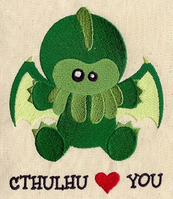 Cthulhu Loves You Embroidered Canvas Field Bag