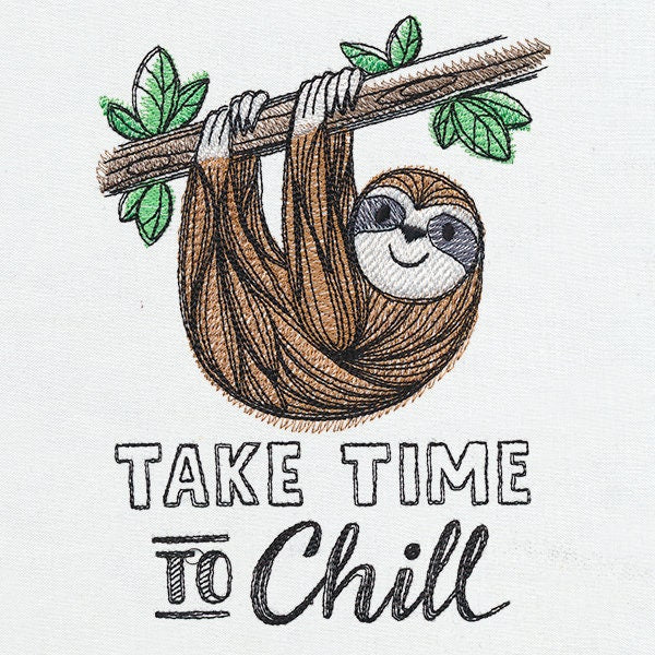 Take Time to Chill - Sloth Bag, Sloth Embroidered Canvas Messenger Bag