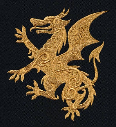 Gilded Heraldry - Dragon Embroidered Canvas Messenger Bag