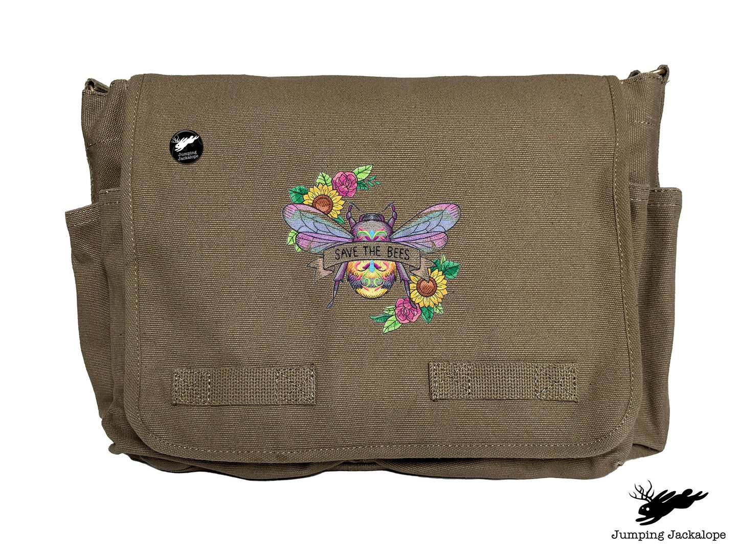 Save the Bees Embroidered Messenger Bag