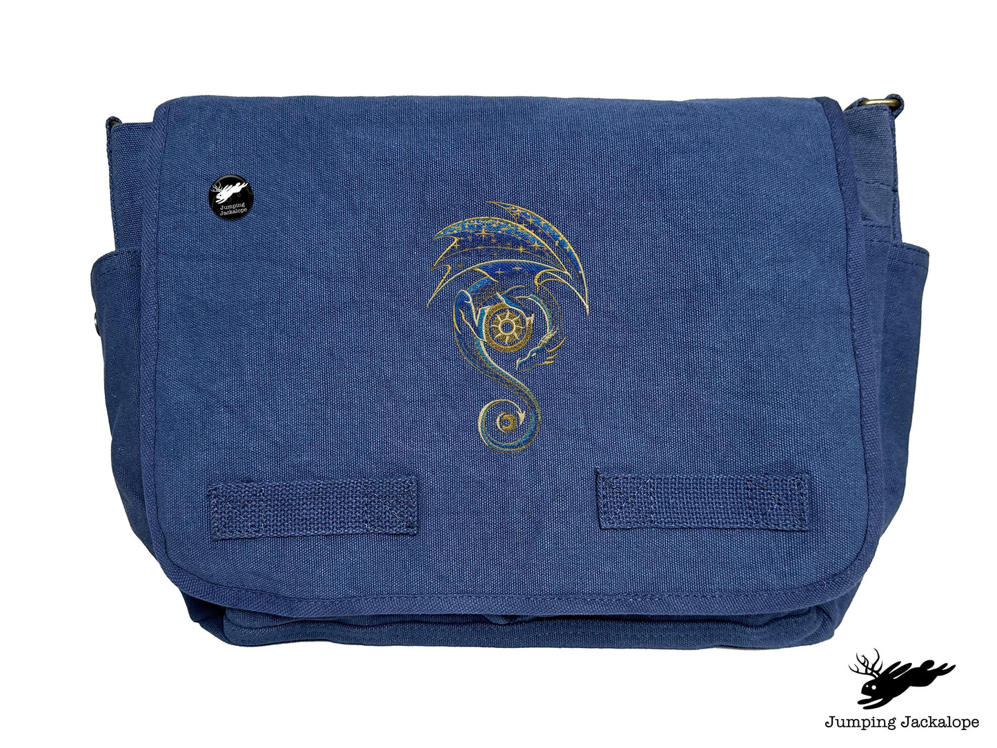 From the Sun to the Moon Celestial Dragon Embroidered Classic Canvas Messenger Bag