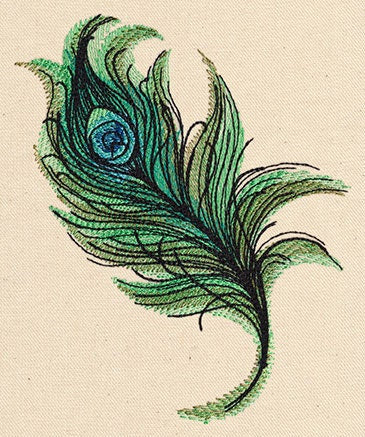 Painted Peacock Feather Embroidered Canvas Messenger Bag