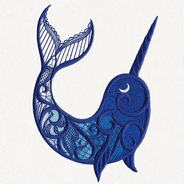 Dark Narwhal Embroidered Canvas Messenger Bag