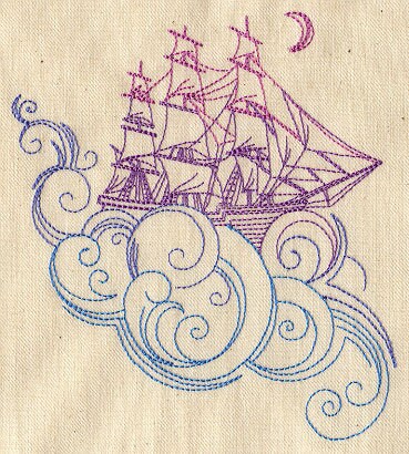 Ship Messenger Bag, Dreamboat Embroidered Canvas Field Bag