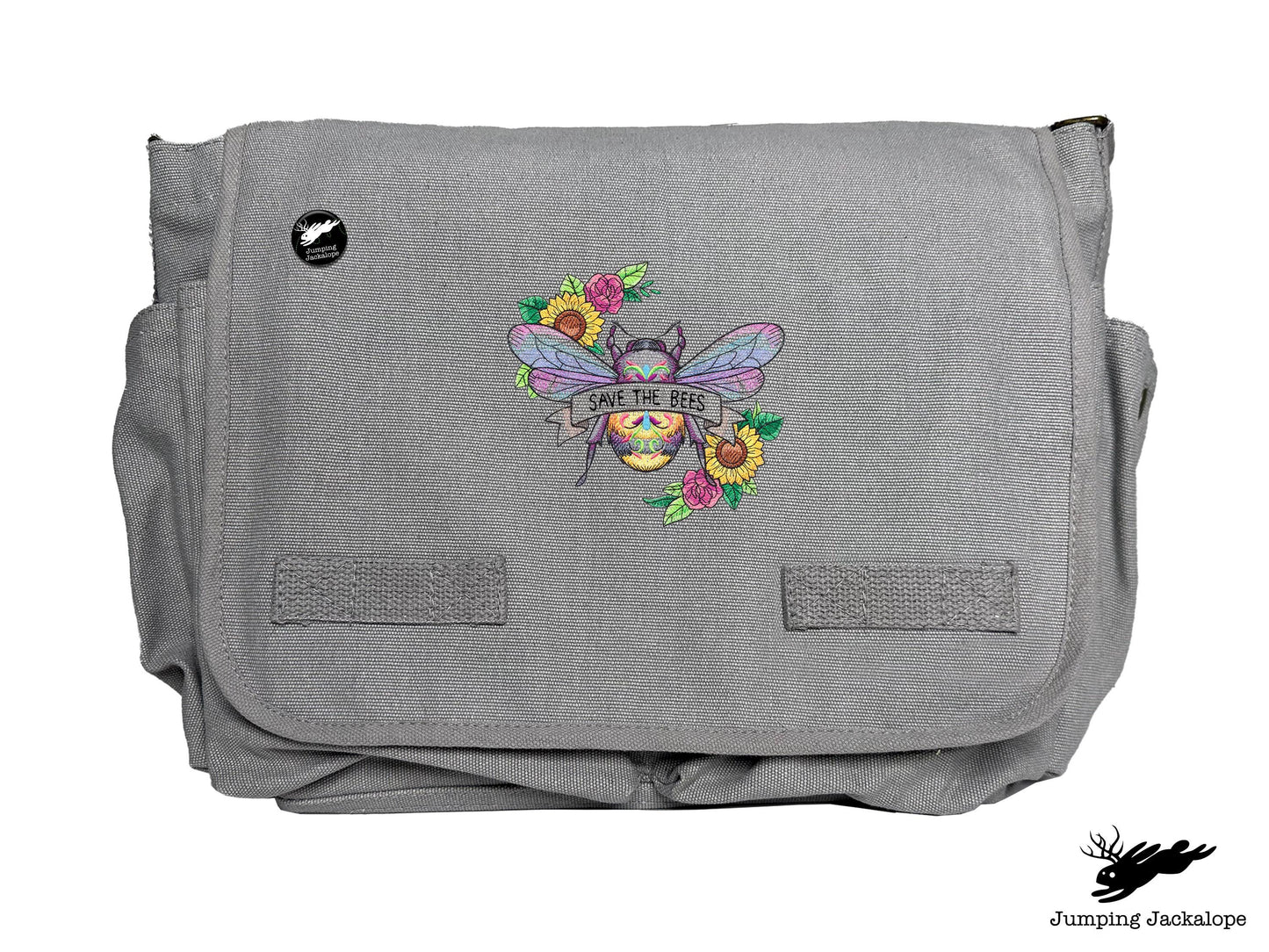 Save the Bees Embroidered Messenger Bag