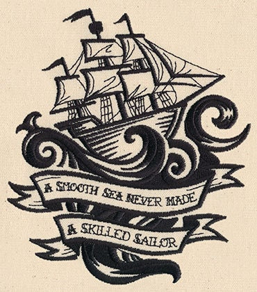 Skilled Sailor Embroidered Canvas Messenger Bag