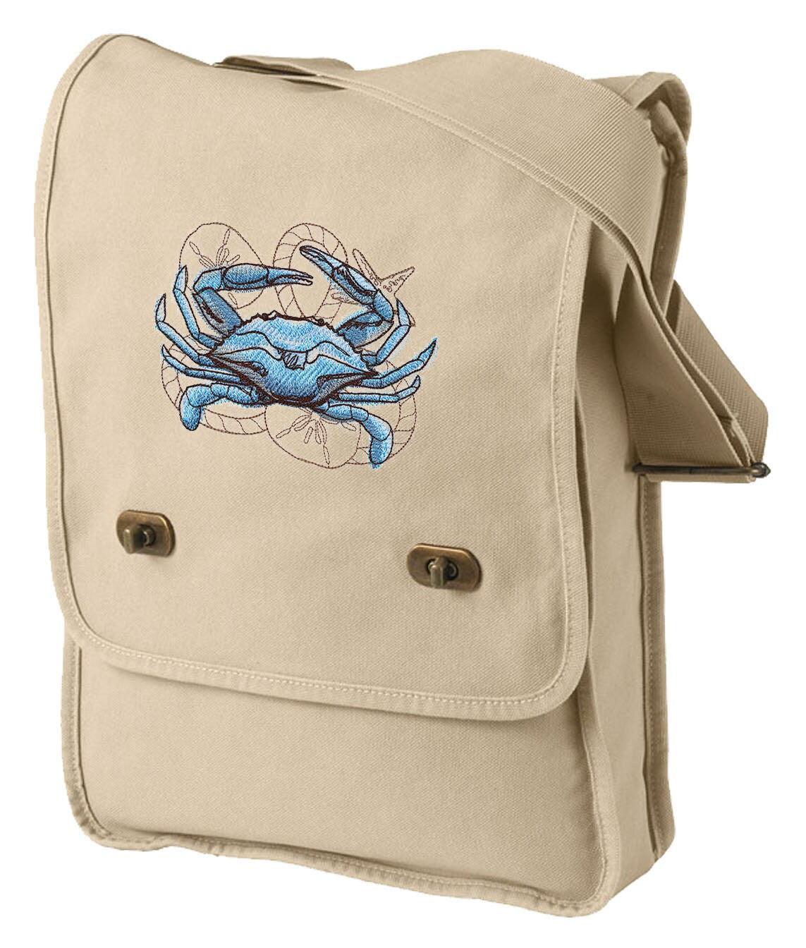 Nauticus Crab Embroidered Canvas Field Bag