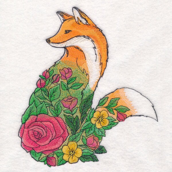 Floral Fox Embroidered Canvas Messenger Bag