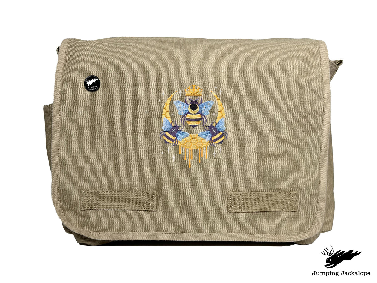 Queen Beehive Embroidered Messenger Bag