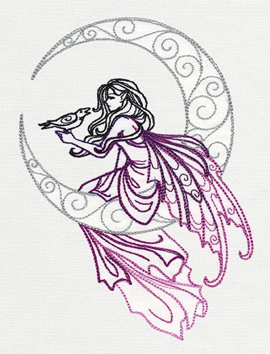 Lunar Fae Embroidered Canvas Messenger Bag