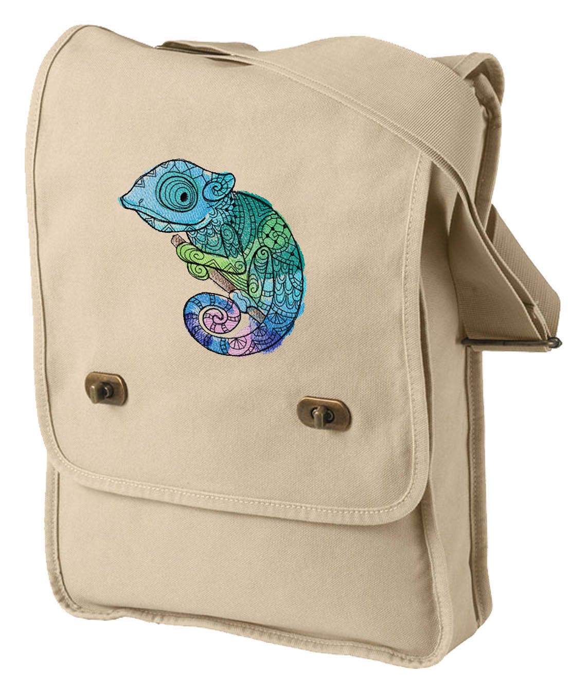 Karma Chameleon Embroidered Canvas Field Bag