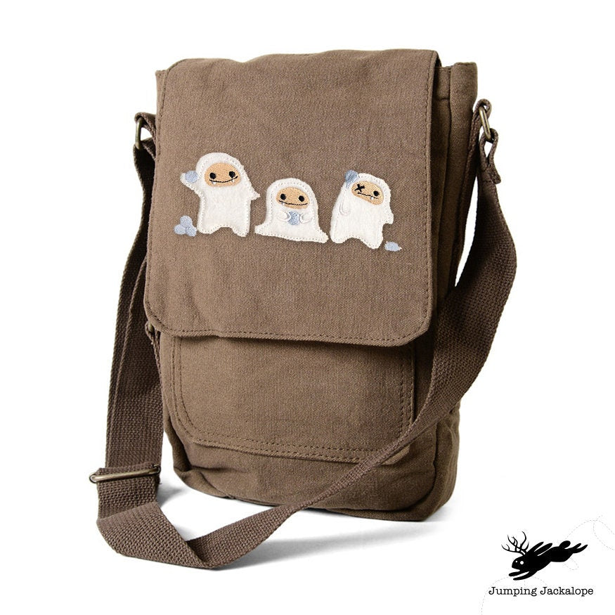 Abominable Snowball Fight, Abominable Snowman, Yeti Embroidered Canvas Tech, Tablet, iPad, Kindle, Fire, Camera Bag
