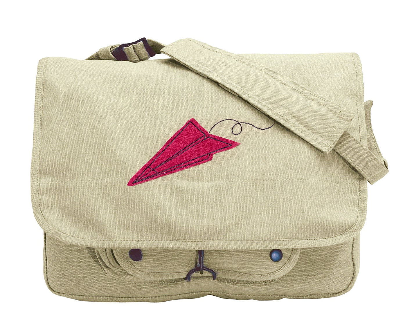Paper Plane (Applique) Embroidered Canvas Messenger Bag