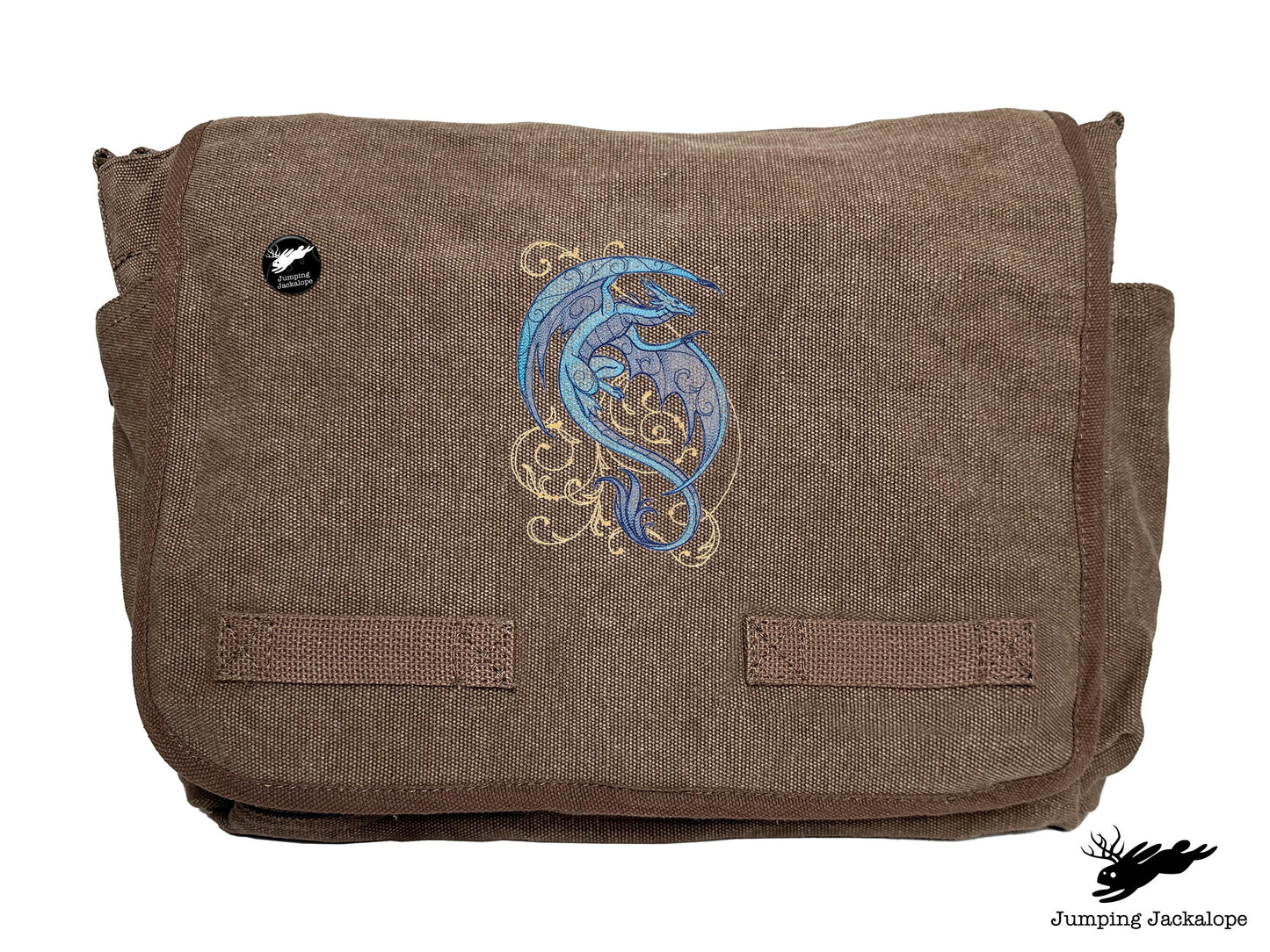 Dragon Spirals Embroidered Classic Canvas Messenger Bag