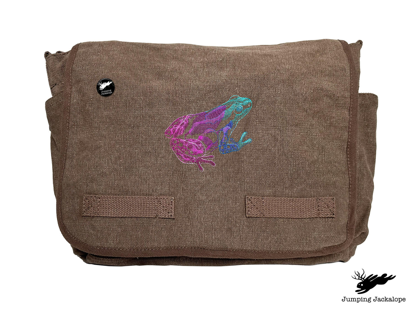 Tropical Dart Frog Embroidered Classic Canvas Messenger Bag