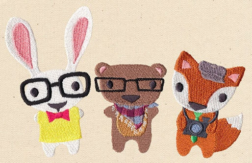 Hipster Critters Embroidered Canvas Messenger Bag