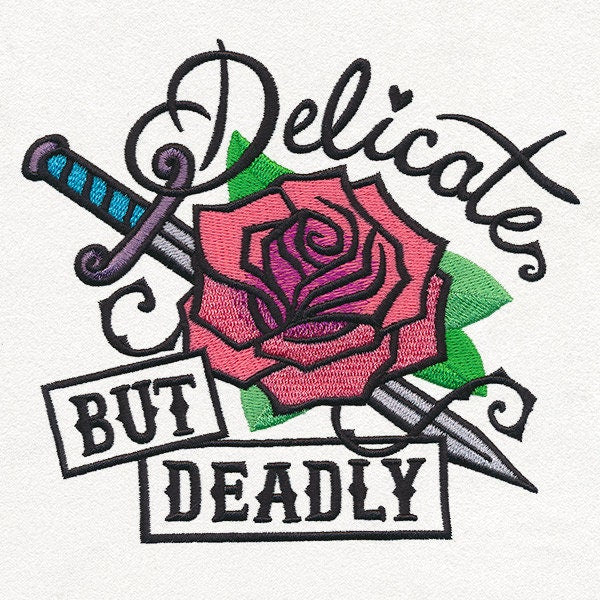 Femme Fatale - Delicate but Deadly Embroidered Canvas Tech, Tablet, iPad, Kindle, Fire, Camera Bag