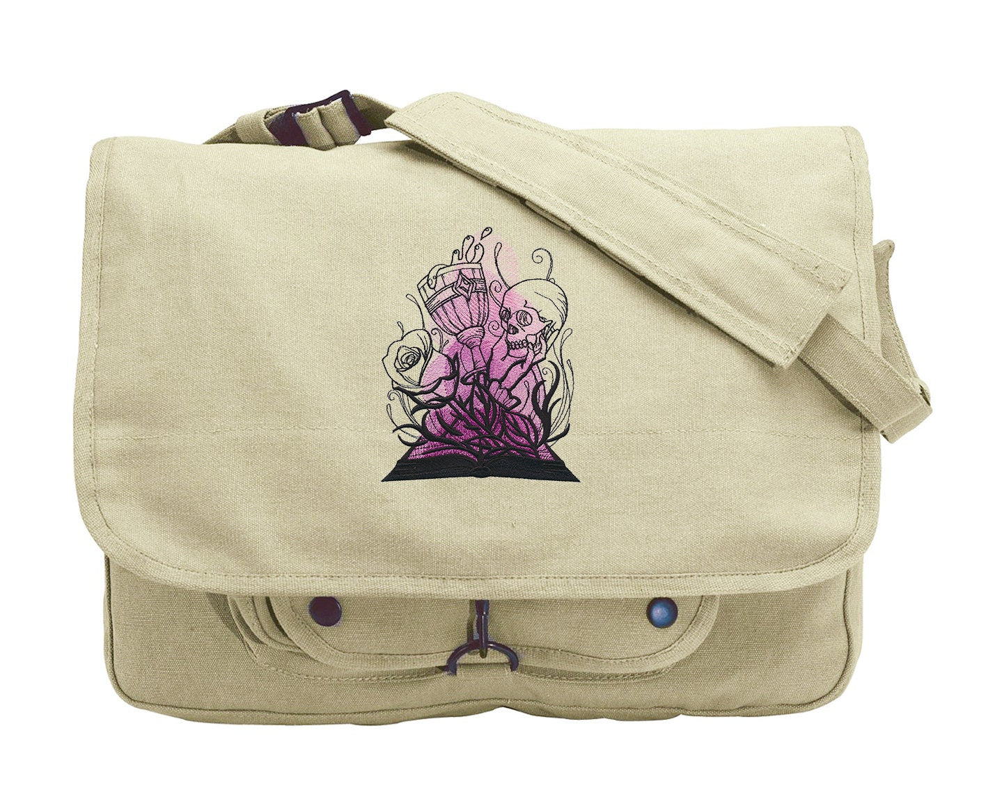 Literary Magic - Shakespeare Bag, Book Messenger Bag, Book Love Canvas Bag, Shakespeare Book Embroidered Canvas Messenger Bag
