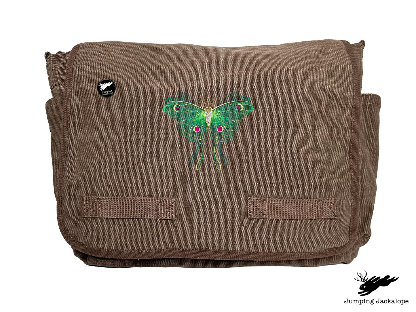 Sheer Illusions Luna Moth Embroidered Messenger Bag