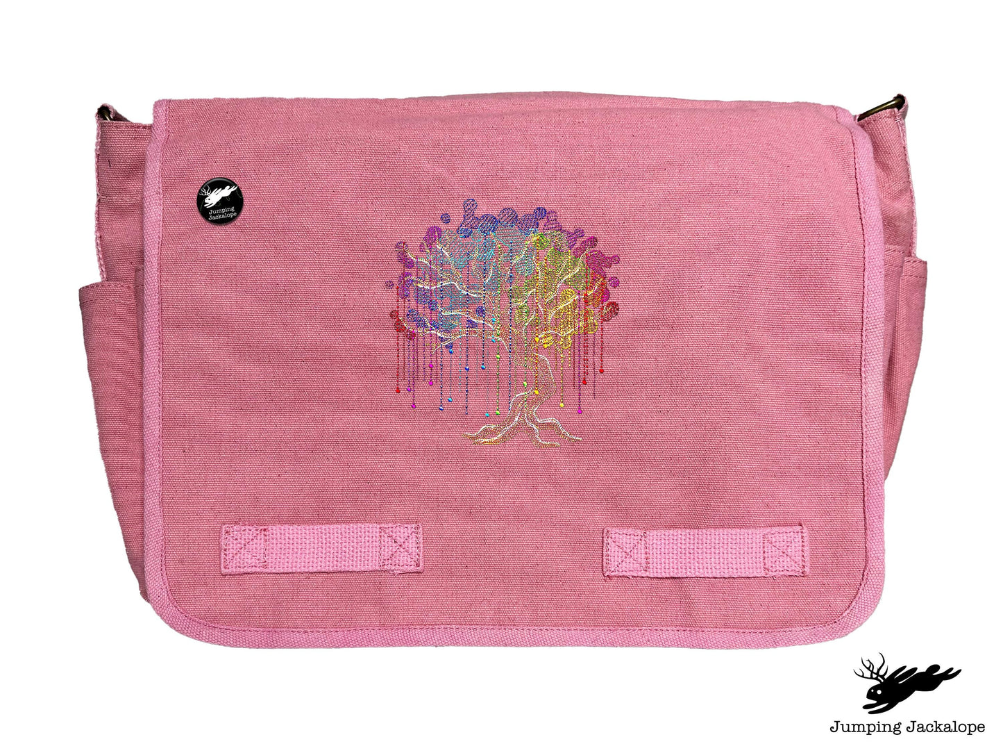 Rainbow Willow Tree Embroidered Messenger Bag