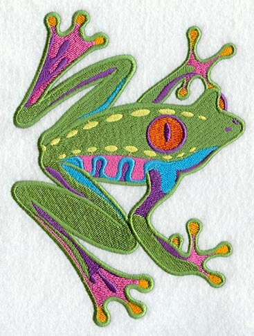 Caribbean Creatures Tree Frog Embroidered Canvas Field Bag