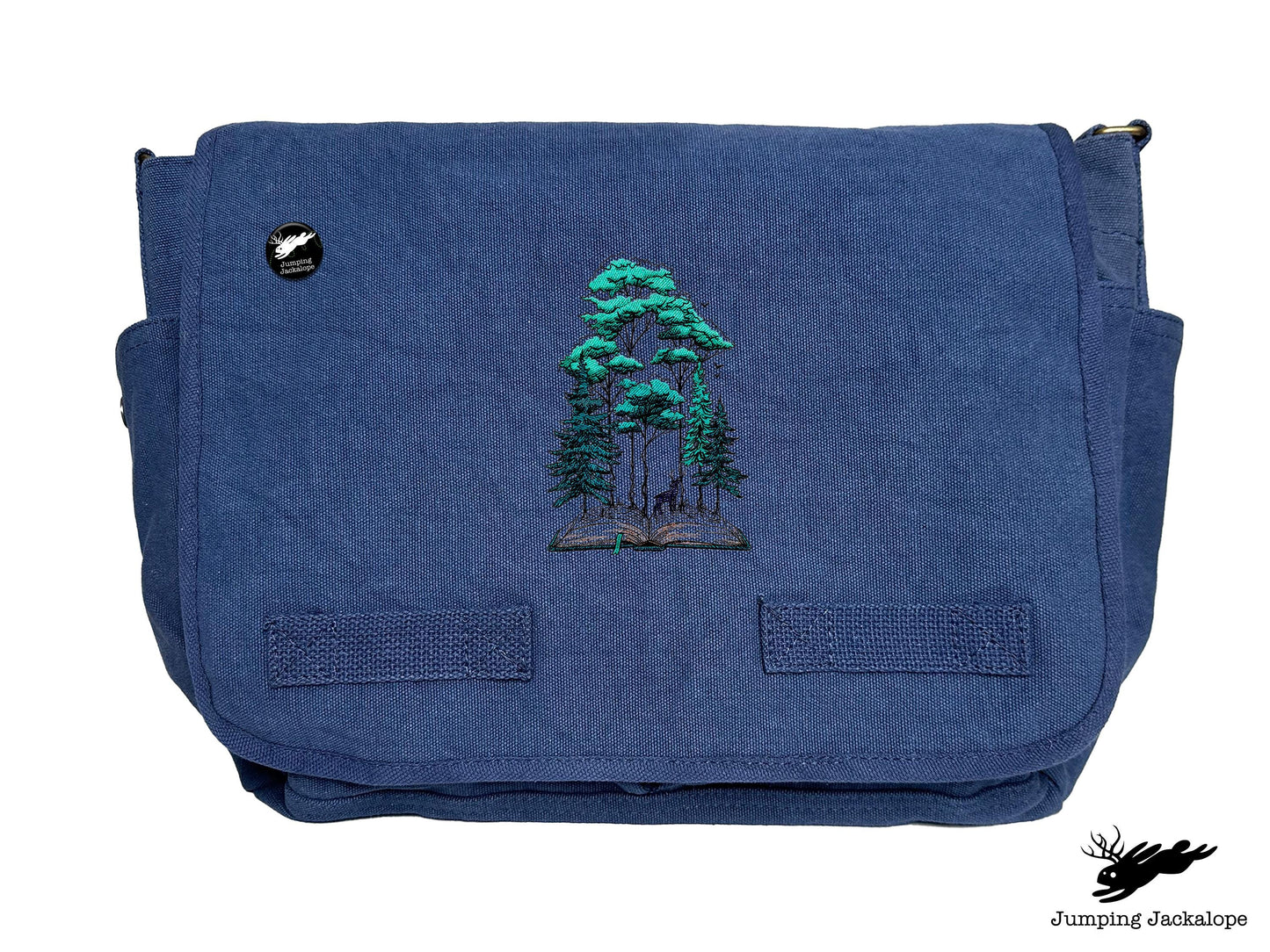 Woodland Storytime Book Embroidered Classic Canvas Messenger Bag