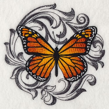Baroque Butterfly - Monarch Embroidered Canvas Field Bag