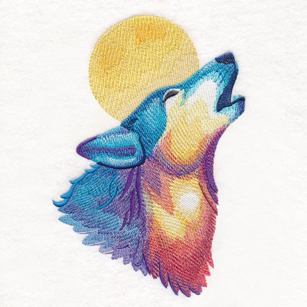 Rainbow Wolf Embroidered Canvas Messenger Bag