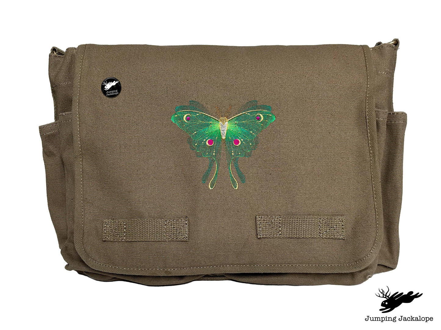 Sheer Illusions Luna Moth Embroidered Messenger Bag