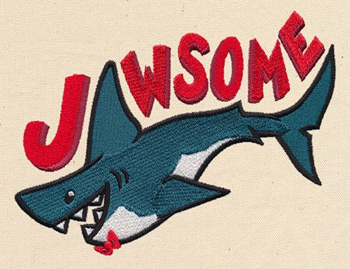 Jawsome Shark Embroidered Canvas Field Bag
