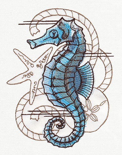 Nauticus - Seahorse Embroidered Canvas Messenger Bag