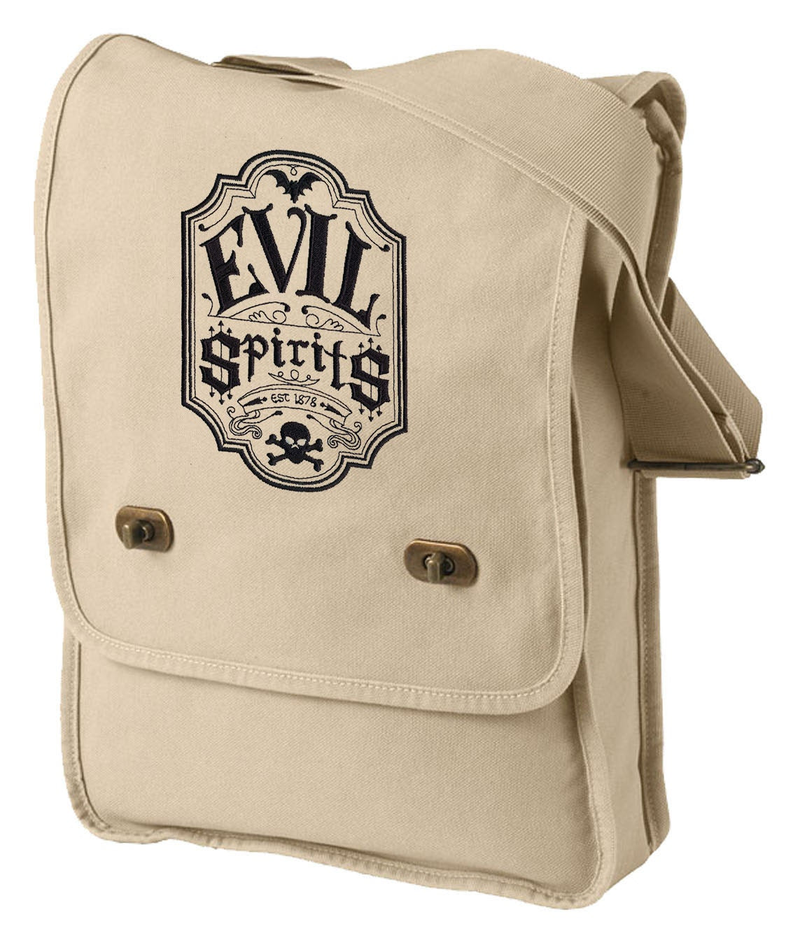 Evil Spirits Embroidered Canvas Field Bag