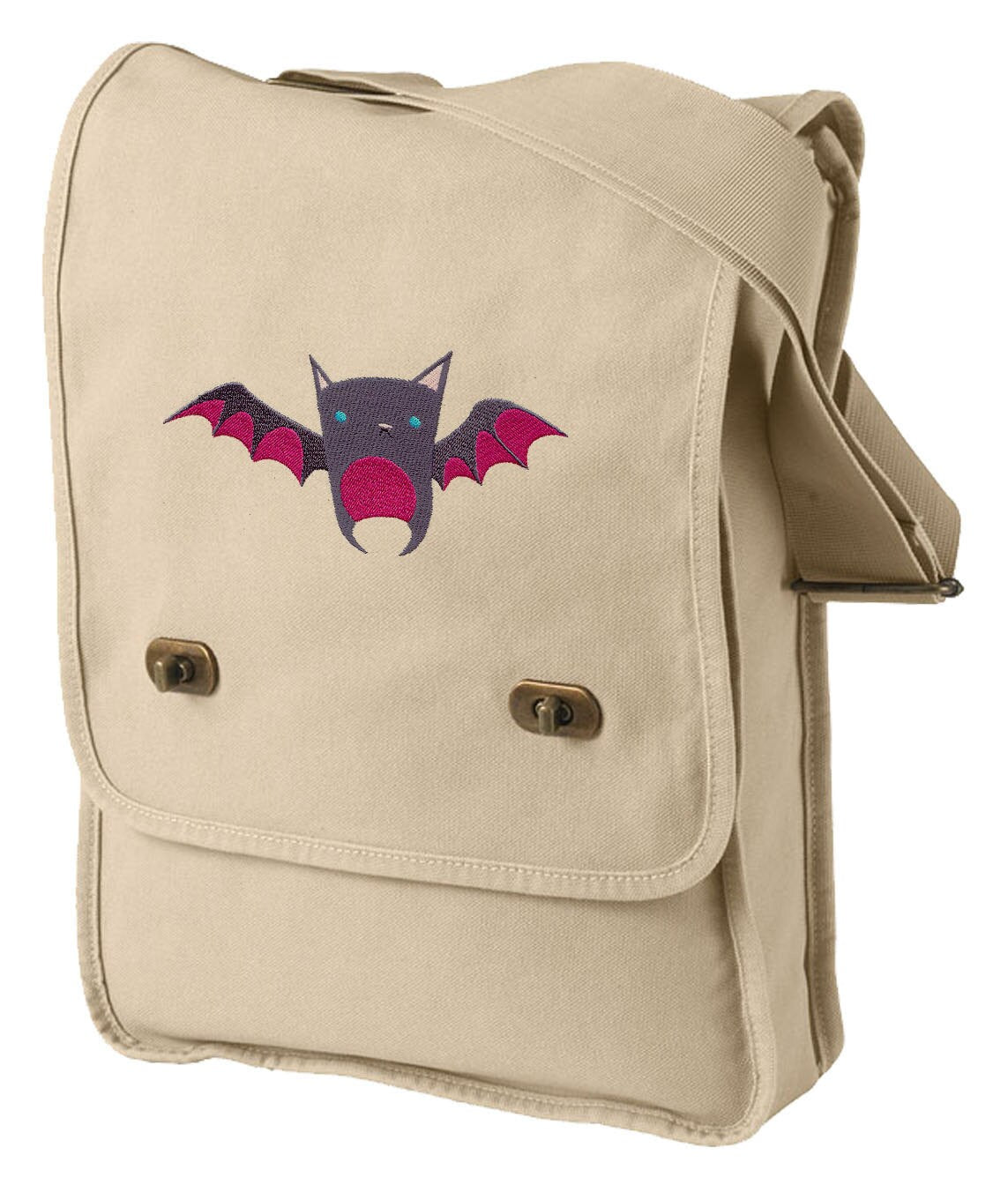 Baby Bat Embroidered Canvas Field Bag