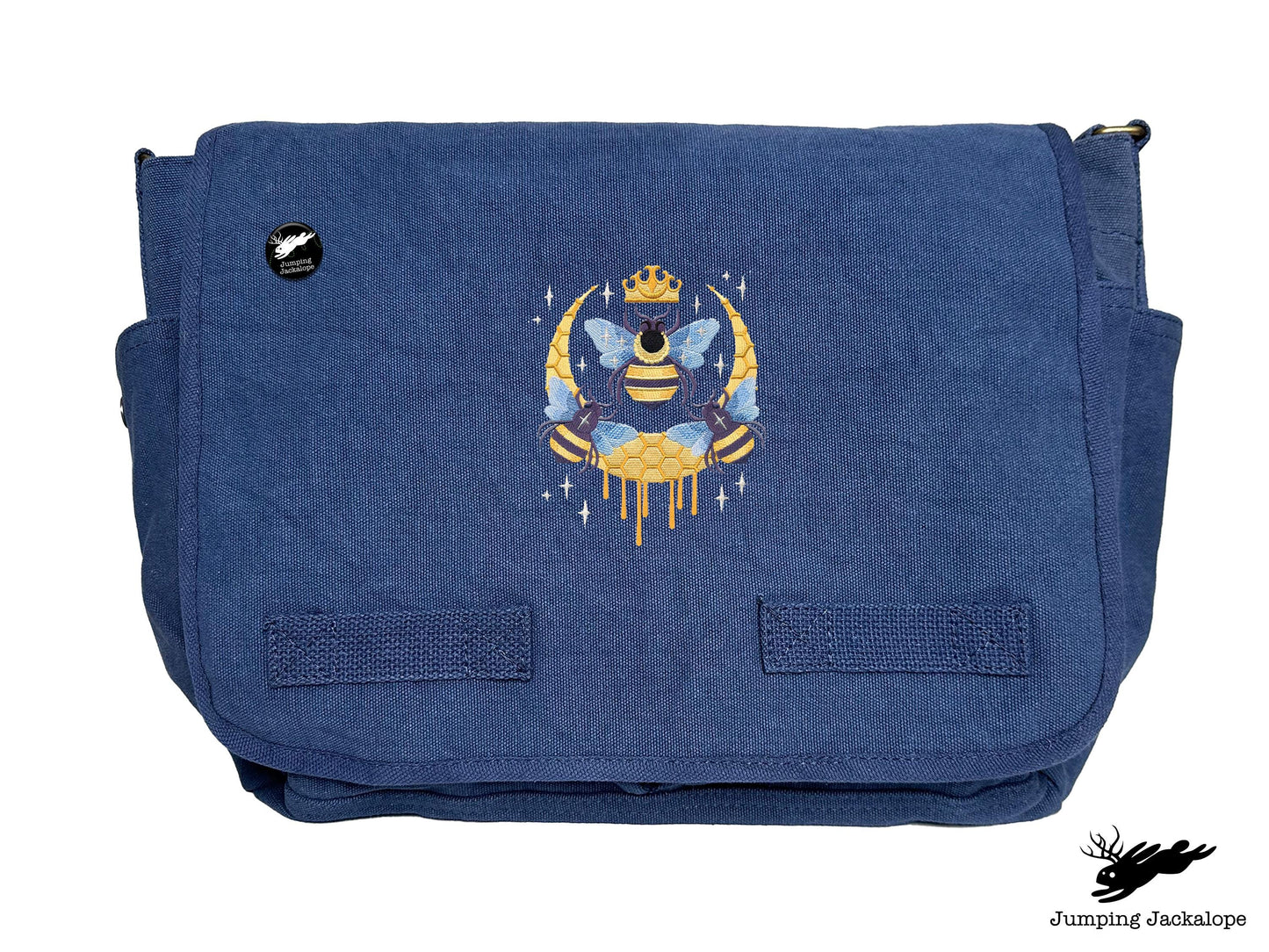 Queen Beehive Embroidered Messenger Bag