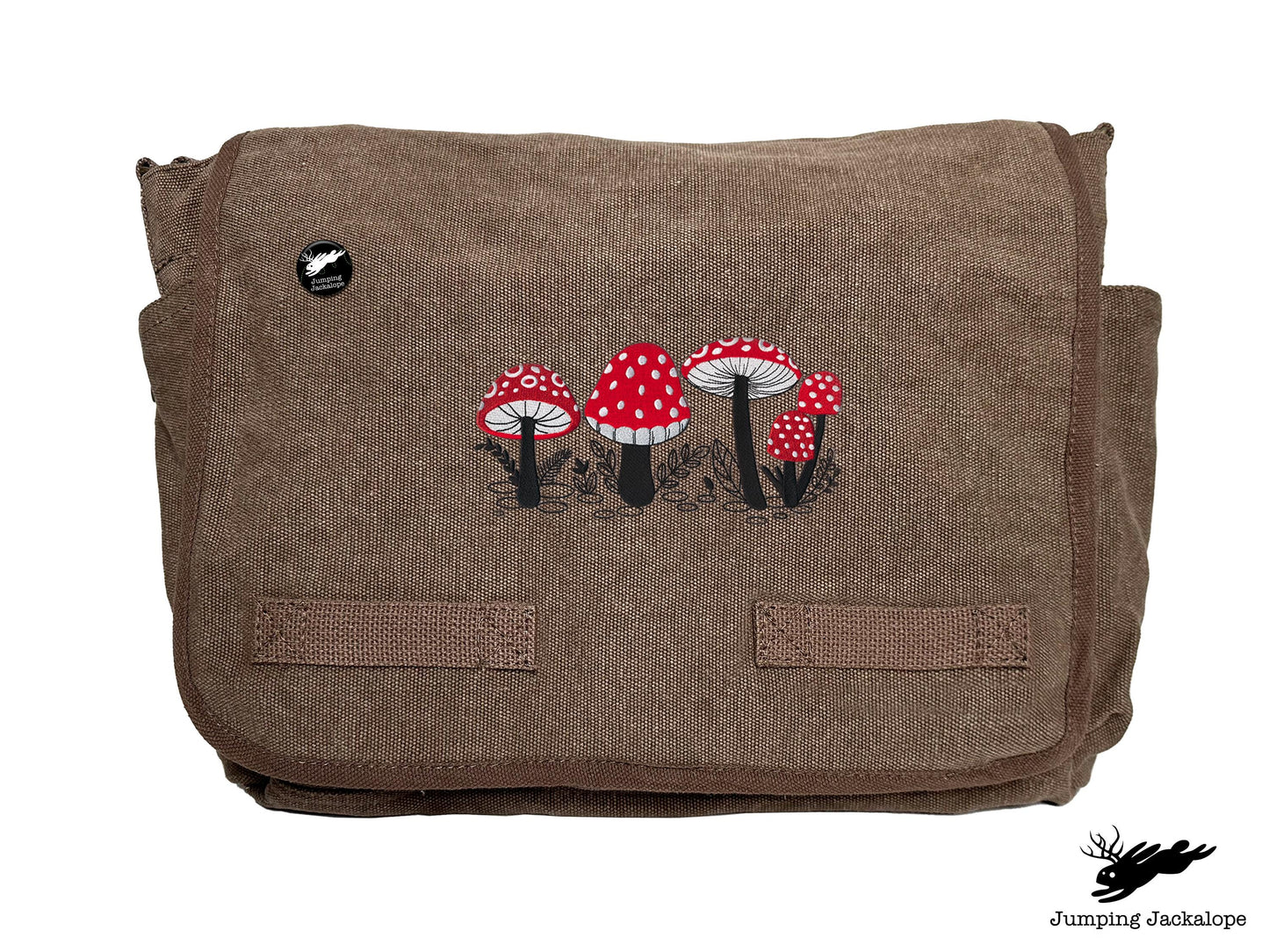 Morel of the Story Mushroom Design Embroidered Classic Canvas Messenger Bag